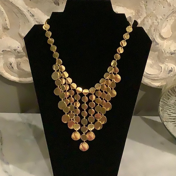 Karine Sultan Gold Bib Waterfall Necklace - Picture 1 of 4